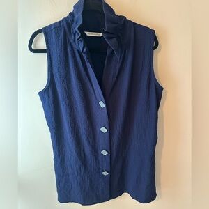 Soft Surroundings Port Royale Blue Tunic Cotton Top Sz S